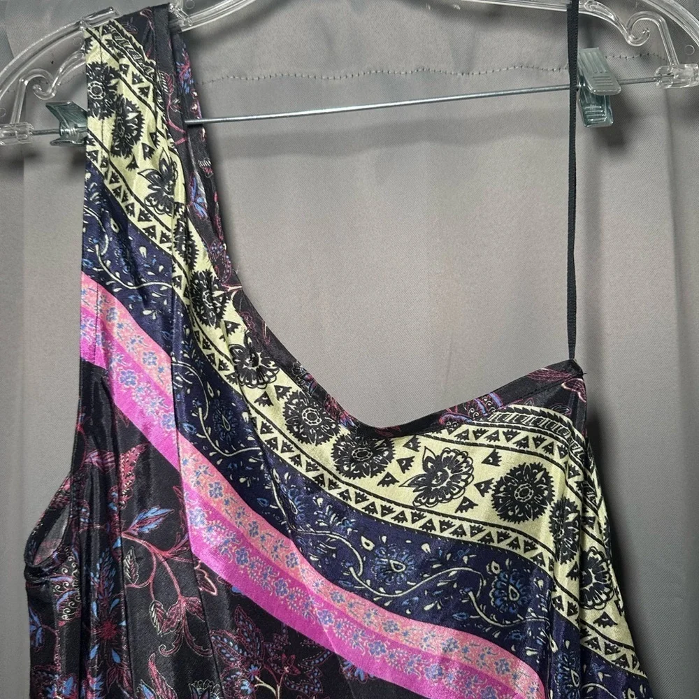 Free People Mira Ditzy Floral One Shoulder Celestial Tunic Top Size Large